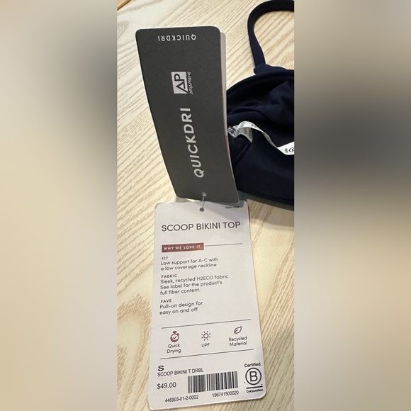 Athleta Scoop Bikini Top Size Small Best for A-C Cups. Navy Blue. - Picture 12 of 15